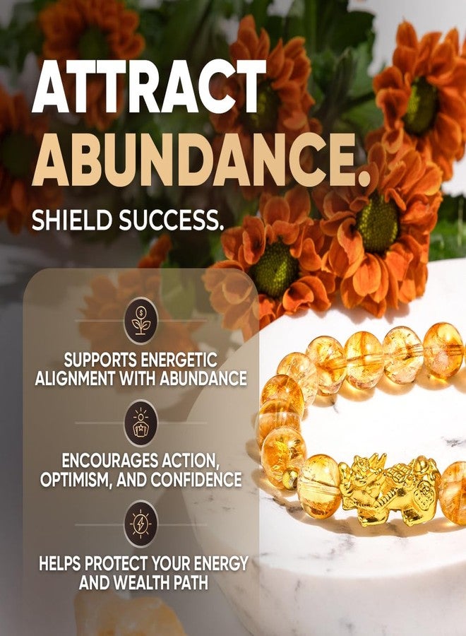 Conscious Items The Ultimate Wealth Bracelet, Citrine Crystal & Pixiu Bracelet for Prosperity & Protection, Abundance Manifesting Bracelets with Prosperity Stone, Wealth Amulet for Men & Women - Image 2